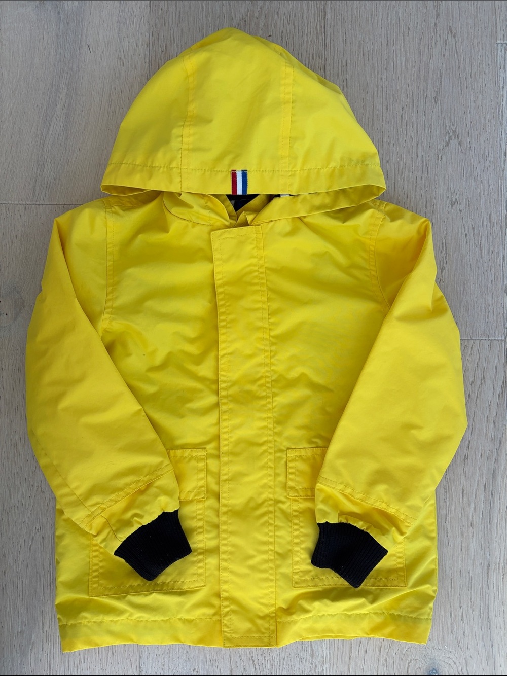 Children's Hooded Raincoat in Yellow with Contrast Cuffs